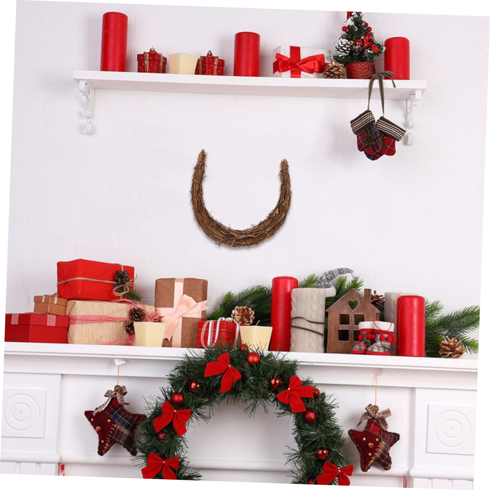 Xmasリースフレーム‧✧̣̥̇‧ Amazon.co.jp: GLSTOY 木質月形リースフレーム 手作り装飾用 の